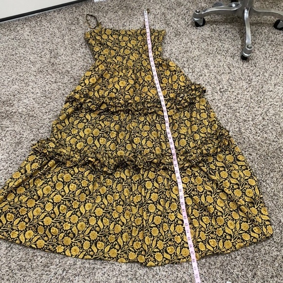 NICHOLAS Adele Maxi Dress Size 4 Black Mustard Yellow Floral Print Tiered Ruffle - Picture 11 of 11
